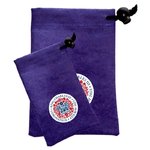 Purple Sim Suede Drawstring Bags Coronation Logo