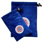 Royal Blue Sim Suede Drawstring Bags Coronation Logo