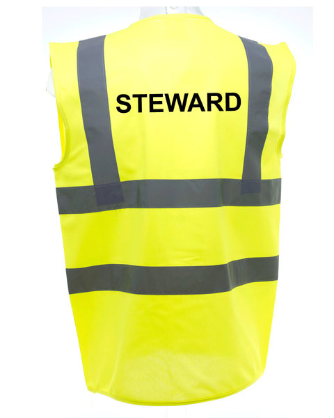 Yellow colour reflective Steward's safety vests in a rang of sizes. Personalising available.\\n\\n03/09/2016 18:35